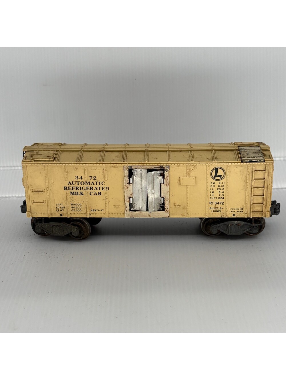 Vintage Lionel 3472 Automatic Refrigerated Milk Car O Gauge Train Untested
